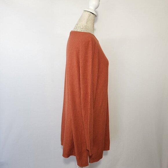 J Jill Women's Size Small Orange Long Sleeve Round Neck Textured Knit Sweater - Picture 8 of 14